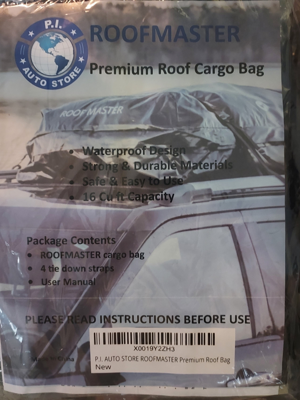 Roofmaster Premium Roof Cargo Bag: 4 Tie Downs: Waterproof: 16 Cu Ft. ( New)